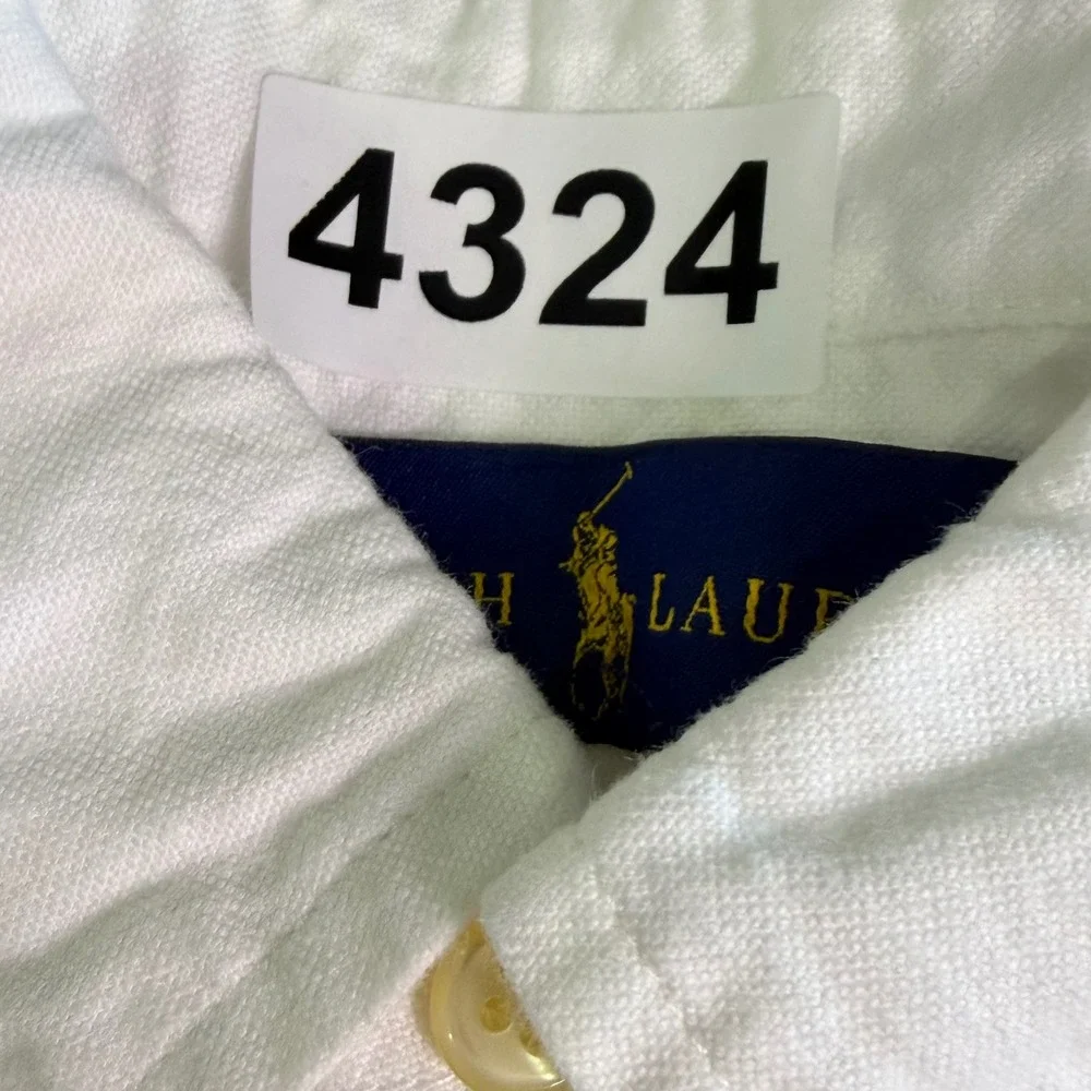 Ralph Lauren Button Down Kids White Oxford Cotton Classic Prep Shirt Long Sleeve